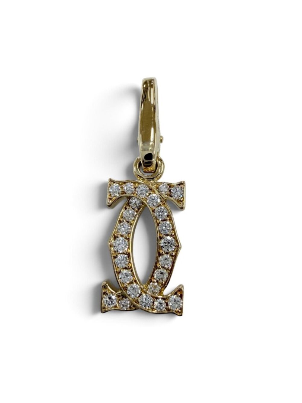 Cartier 2C Diamond Charm Pendant Yellow Gold